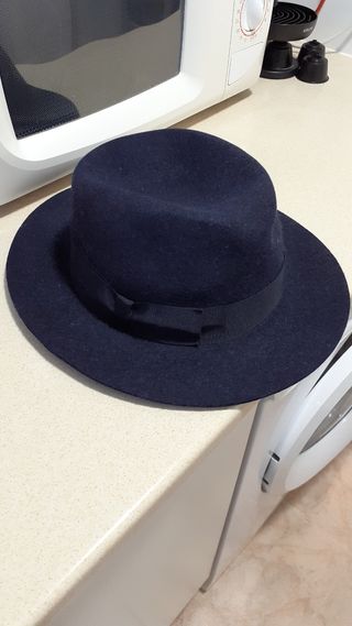 Sombrero de lana azul mujer