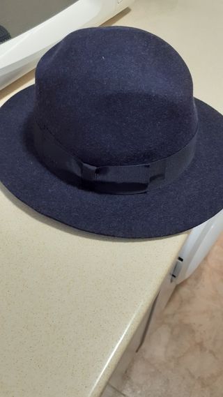 Sombrero de lana azul mujer