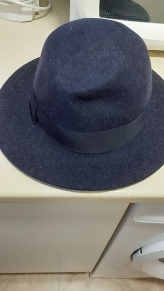 Sombrero de lana azul mujer
