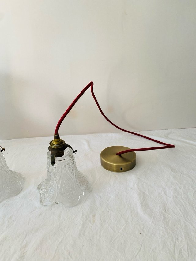Pareja de lámparas vintage de cristal prensado