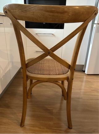 2 Sillas comedor madera olmo y ratán