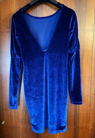 Abito Mini Ciniglia Blu XS