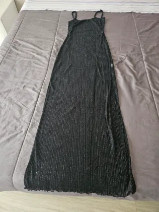 Vestito lungo nero con lurex