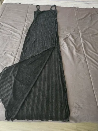 Vestito lungo nero con lurex