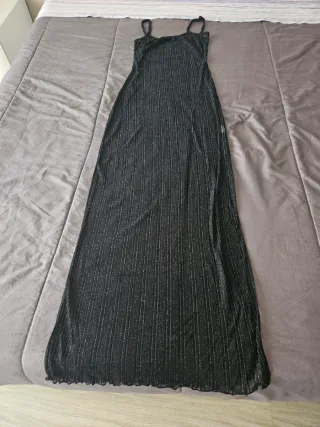 Vestito lungo nero con lurex