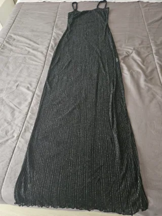 Vestito lungo nero con lurex