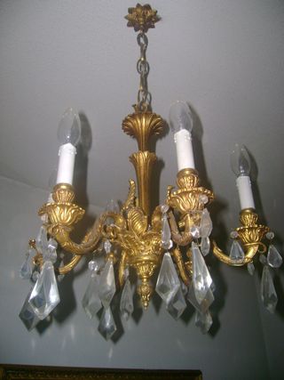 Lámpara araña bronce y cristal