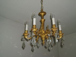 Lámpara araña bronce y cristal