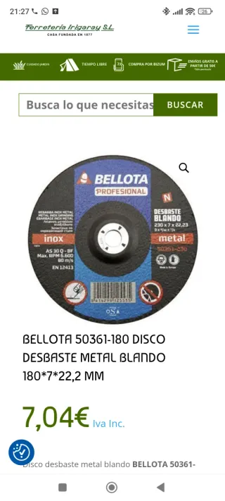 10 discos de desbaste Bellota