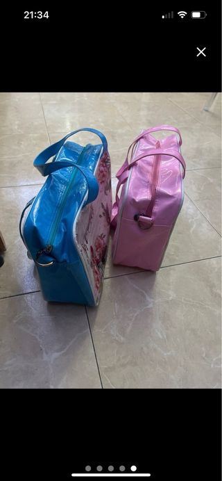 2 bolsos de viaje rosas y monumentos