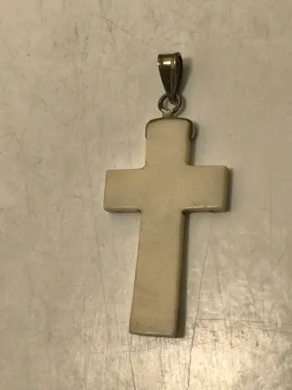 Colgante Cruz Plata y Hueso