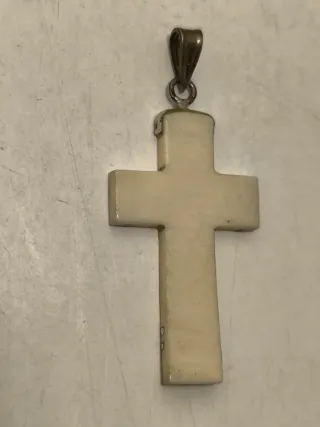 Colgante Cruz Plata y Hueso