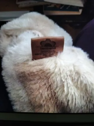 Buf,Bufanda de pelo sintético beige y blanco