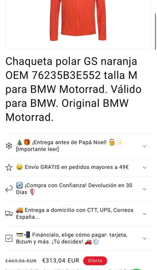 Chaqueta Polar Bmw Gs Fleece Hombre