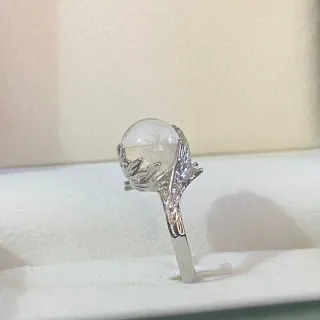 Anillo Esfera Cuarzo Blanco Natural