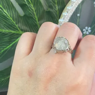 Anillo Esfera Cuarzo Blanco Natural