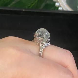 Anillo Esfera Cuarzo Blanco Natural