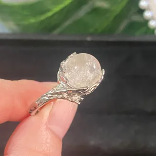 Anillo Esfera Cuarzo Blanco Natural