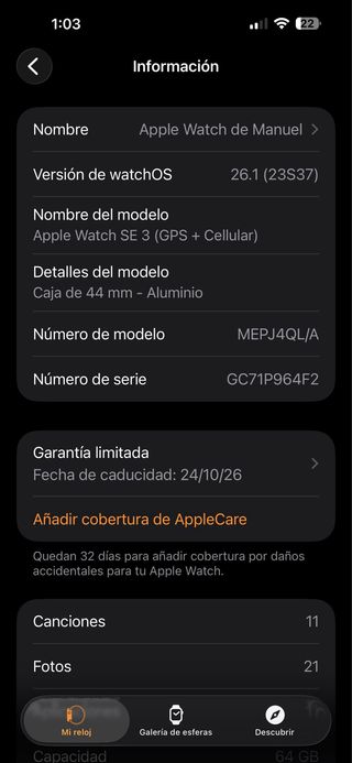 Apple Watch SE 3 GPS + Celular 44mm