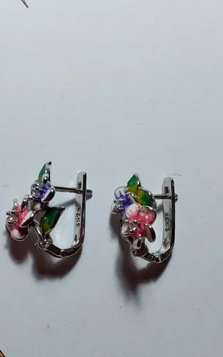 Pendientes Plata Flores Esmaltadas S925