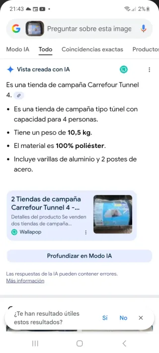 Tienda de campaña Tunnel 4 personas