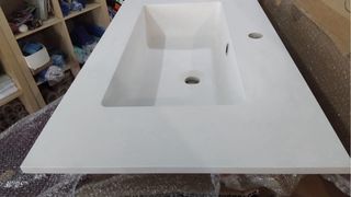 Encimera lavabo de resina blanca