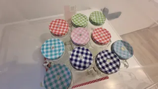 Set 10 Barattoli Vetro con Manico e Coperchi