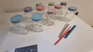 Set 10 Barattoli Vetro con Manico e Coperchi