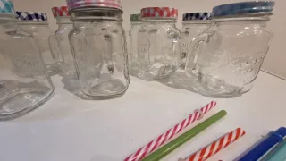 Set 10 Barattoli Vetro con Manico e Coperchi