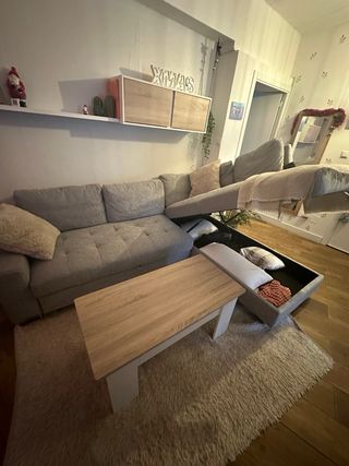 Sofá Cama Chaise Longue Gris