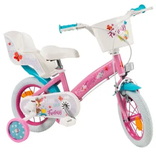 Bicicleta infantil rosa con ruedines