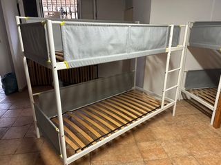 Literas Ikea Metal Tela Gris Blanco