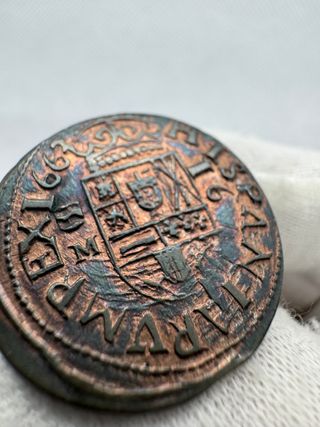 Felipe IV. 16 maravedís. 1663. Valladolid. 3,36g.