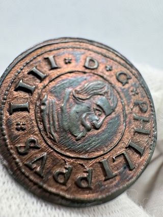 Felipe IV. 16 maravedís. 1663. Valladolid. 3,36g.