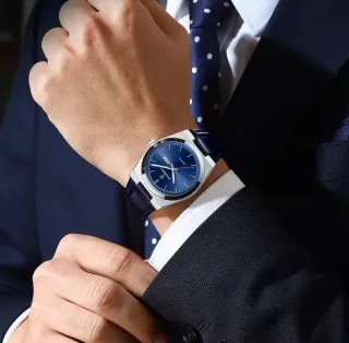 Reloj Poedagar Hombre Esfera Azul Correa Piel