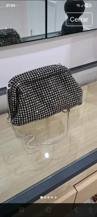 Bolso Clutch Fiesta Strass Negro y Plateado