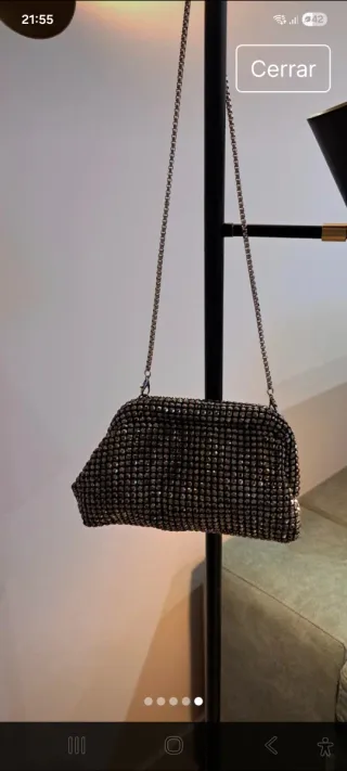 Bolso Clutch Fiesta Strass Negro y Plateado