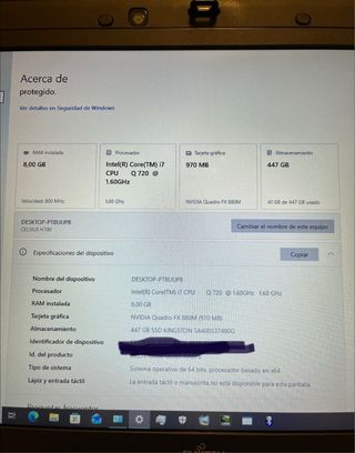 Ordenador portátil Fujitsu Celsius H 700 i7 Quadro