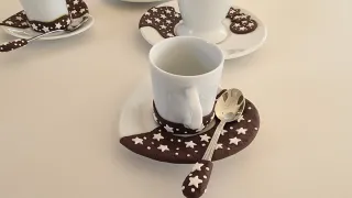 Set 4 Tazzine Caffè con Piattini e Cucchiaini