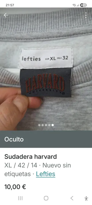 Sudadera Harvard Gris XL