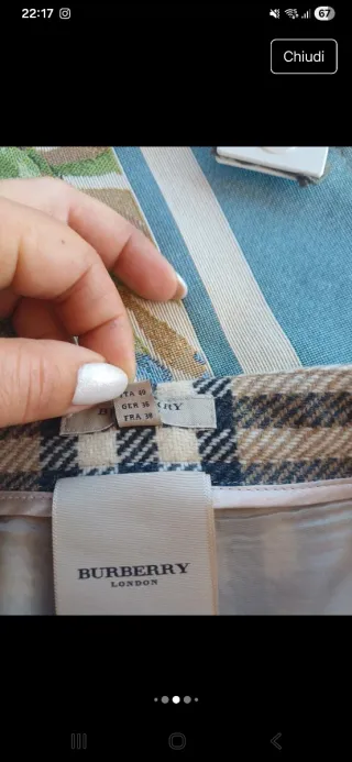 Gonna Burberry a quadri taglia italiano 40