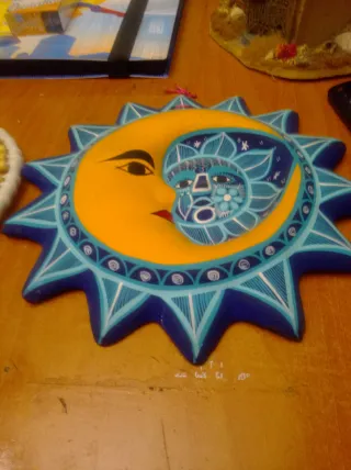 Colgante Sol y Luna Cerámica Pintada