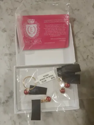 Pendientes Emporia Plata 925 Perla Roja