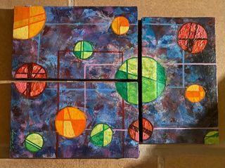 Cuadro Óleo Abstracto Geométrico