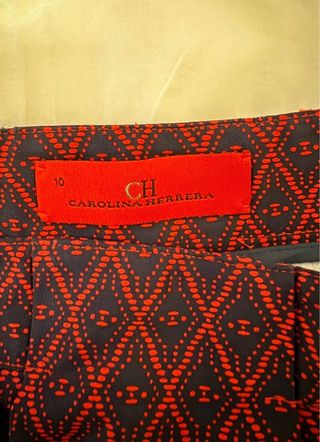 Falda Carolina Herrera Diamantes Azul y Rojo