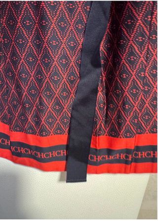 Falda Carolina Herrera Diamantes Azul y Rojo