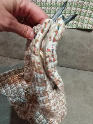 Falda tweed verde y beige