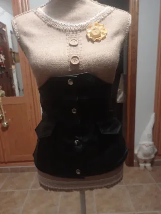 Bustier Piel Sintética Negro