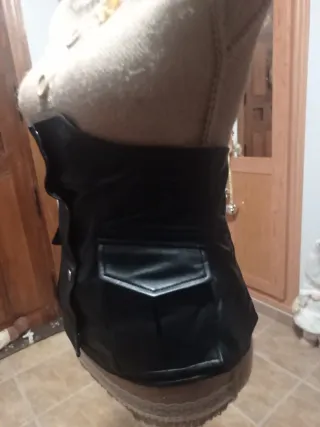 Bustier Piel Sintética Negro