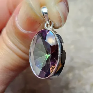 Colgante Plata 925 Topacio Místico Ovalado